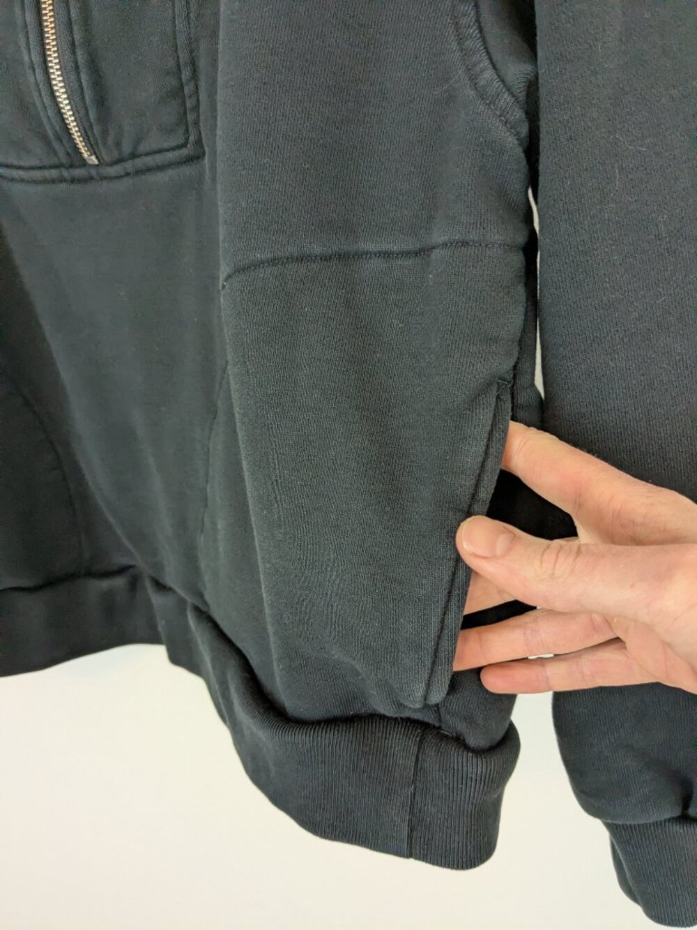 Everlane track 1/2 half zip sweatshirt black cotton - Picture 7 of 14